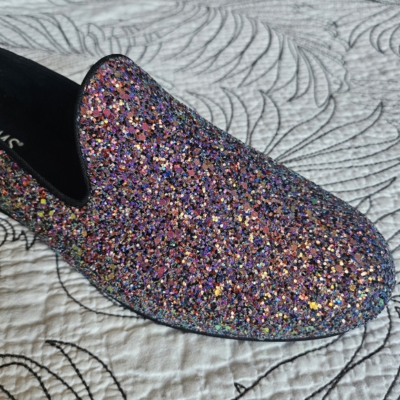 NWOB TOMS Darcy Glitter Flats Slipons Loafers Black Purple 7.5 - Picture 4 of 16